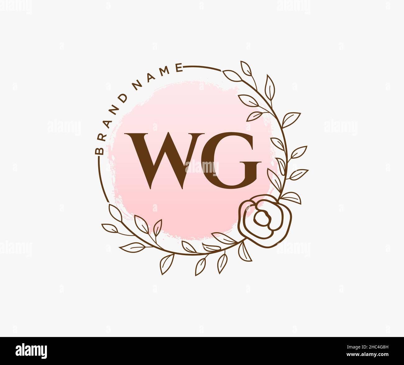 WG feminine logo. Usable for Nature, Salon, Spa, Cosmetic and Beauty Logos. Flat Vector Logo Design Template Element. Stock Vector