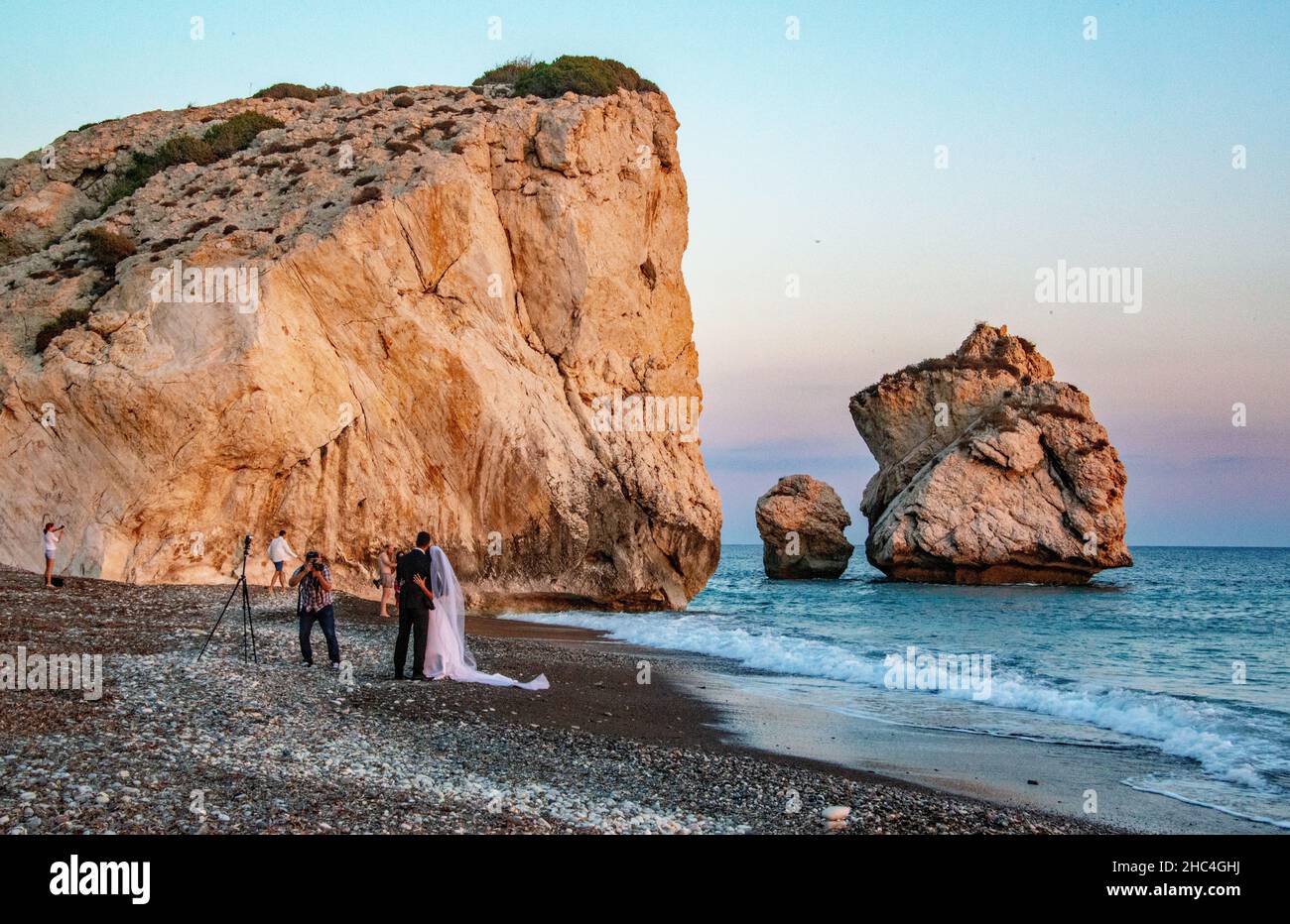 Wedding photography at Petra tou Romiou beach, Cyprus Stock Photo