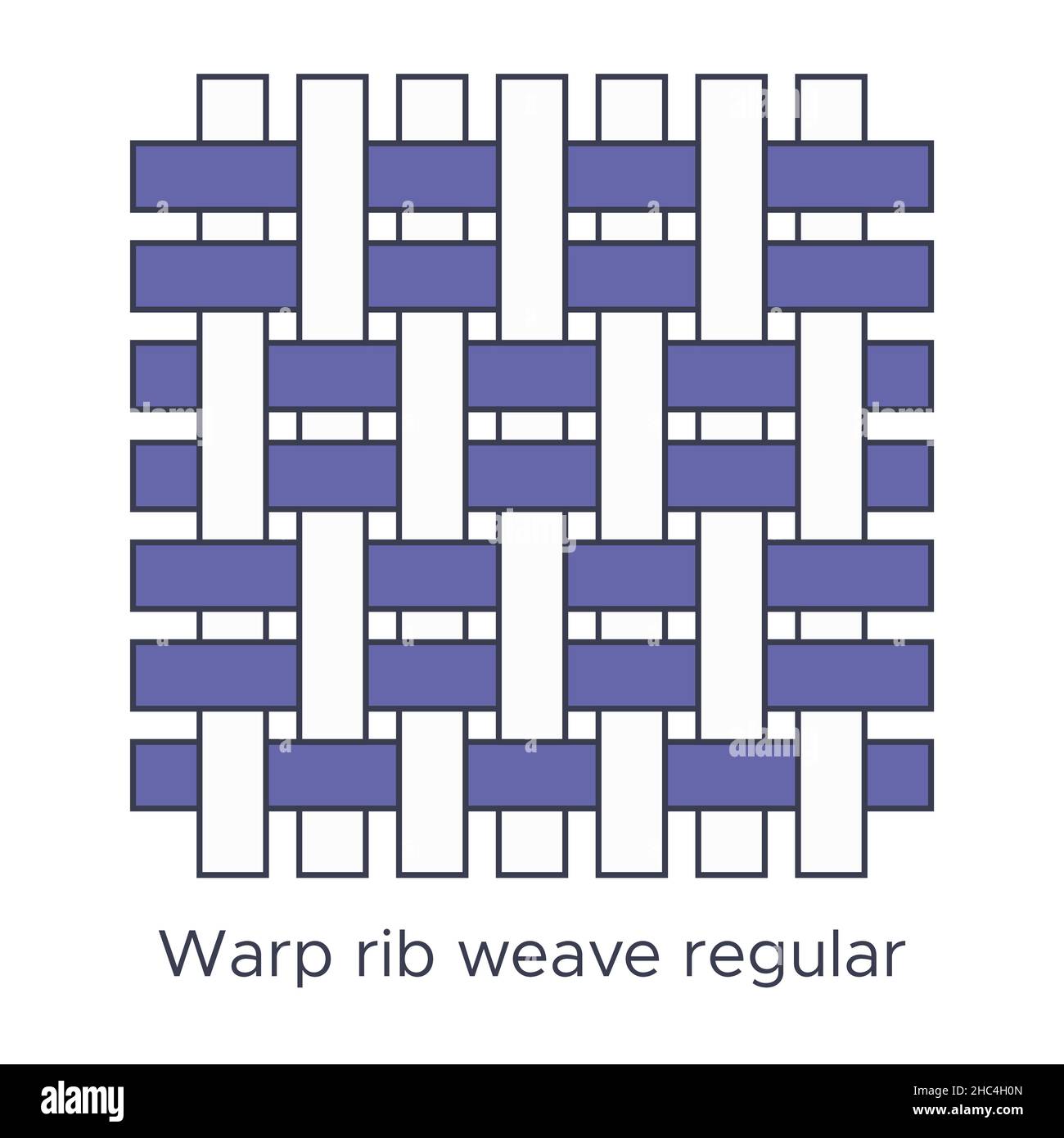 Fabric weft rib weave regular type sample. Weave samples for textile education. Collection with pictogram line fabric swatch. Vector illustration in f Stock Vector
