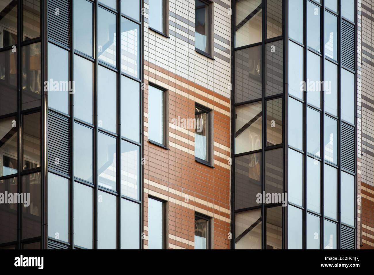 glazing of balconies, modern design, construction of multi-apartment ...