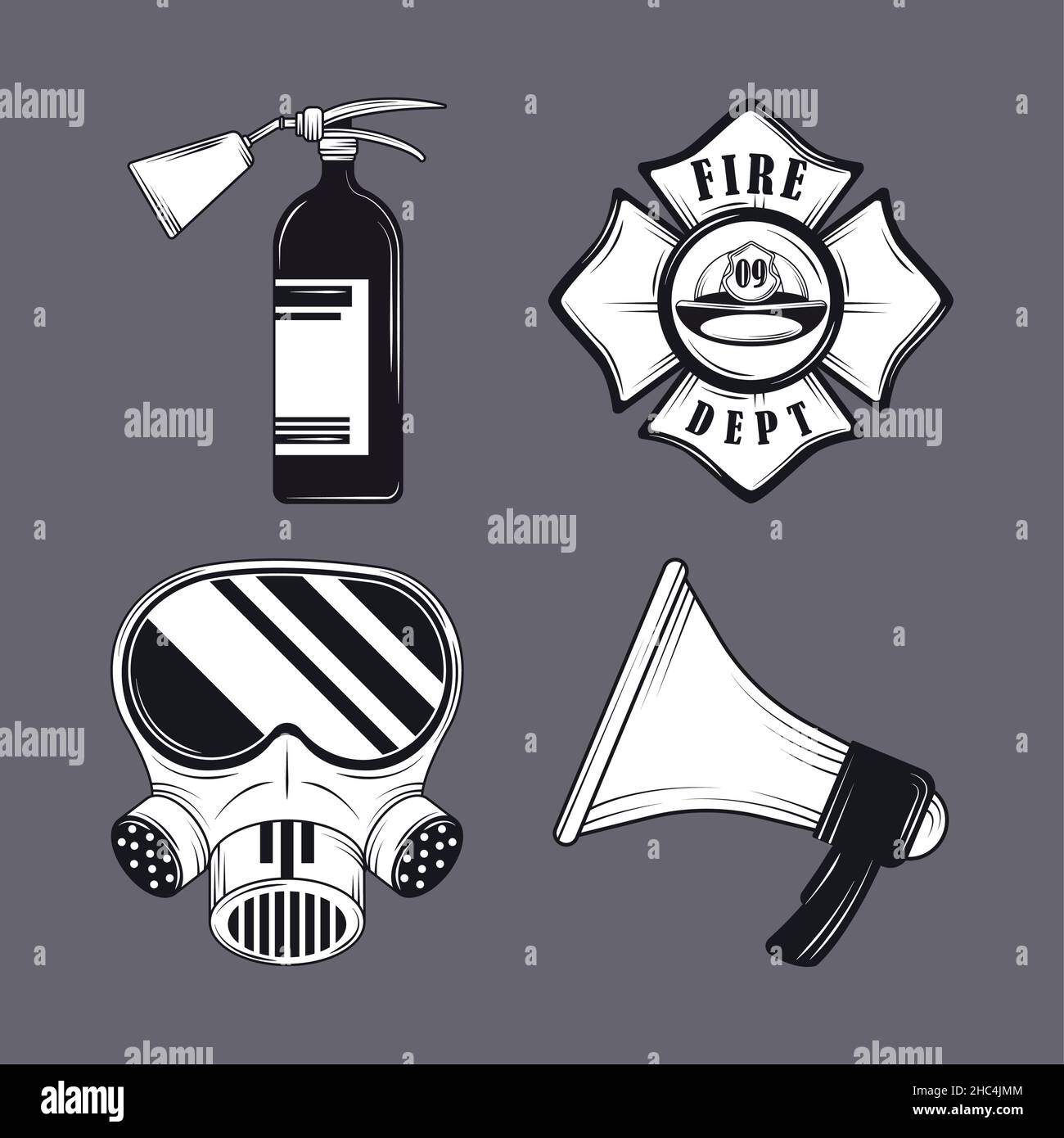 set firefighter equipment Stock Vector Image & Art - Alamy