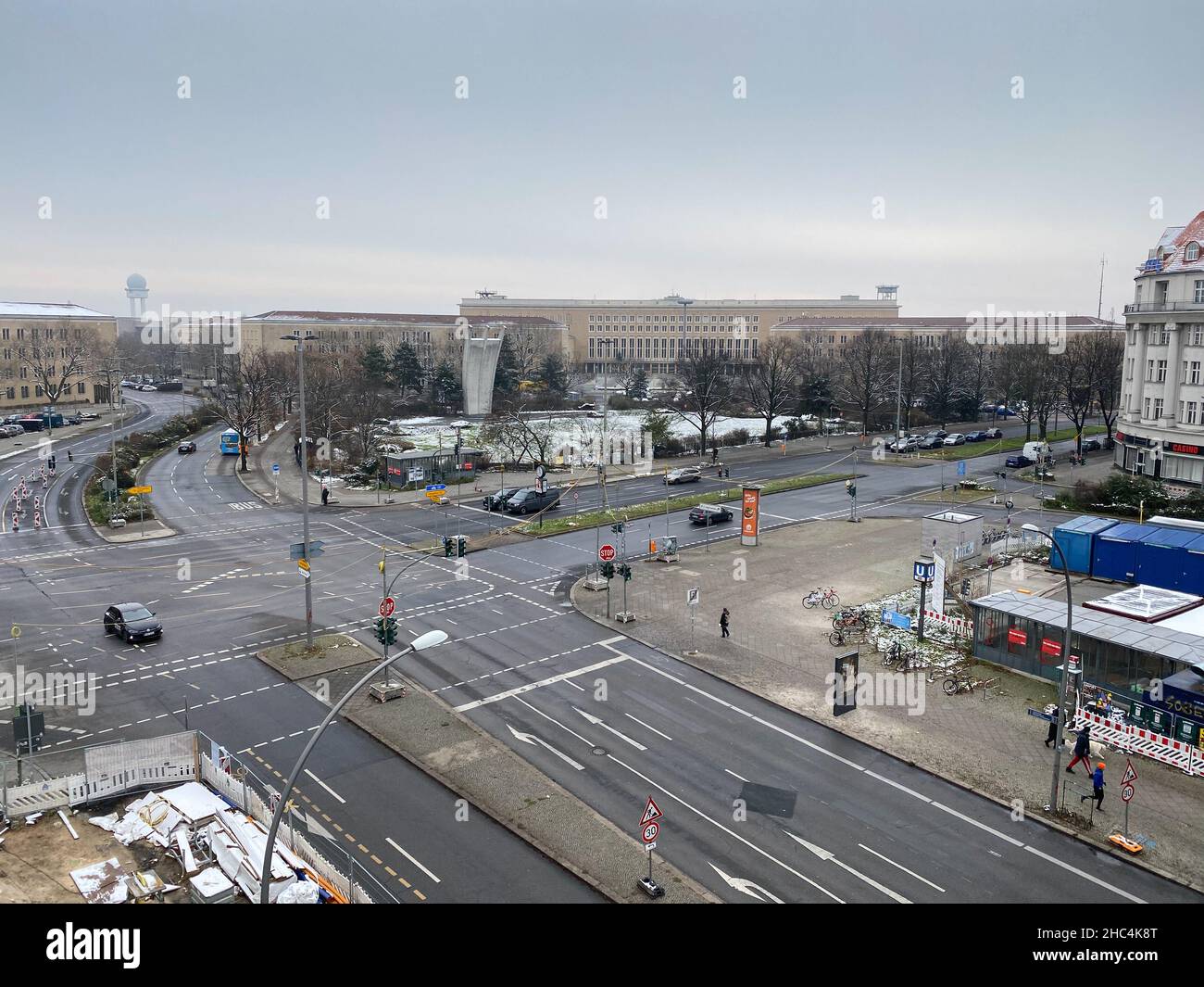 Platz der Luftbrücke, Berlin, Germany. 12th December 2021. Platz der Luftbrücke, Berlin, Germany, on the border between the localities of Tempelhof an Stock Photo