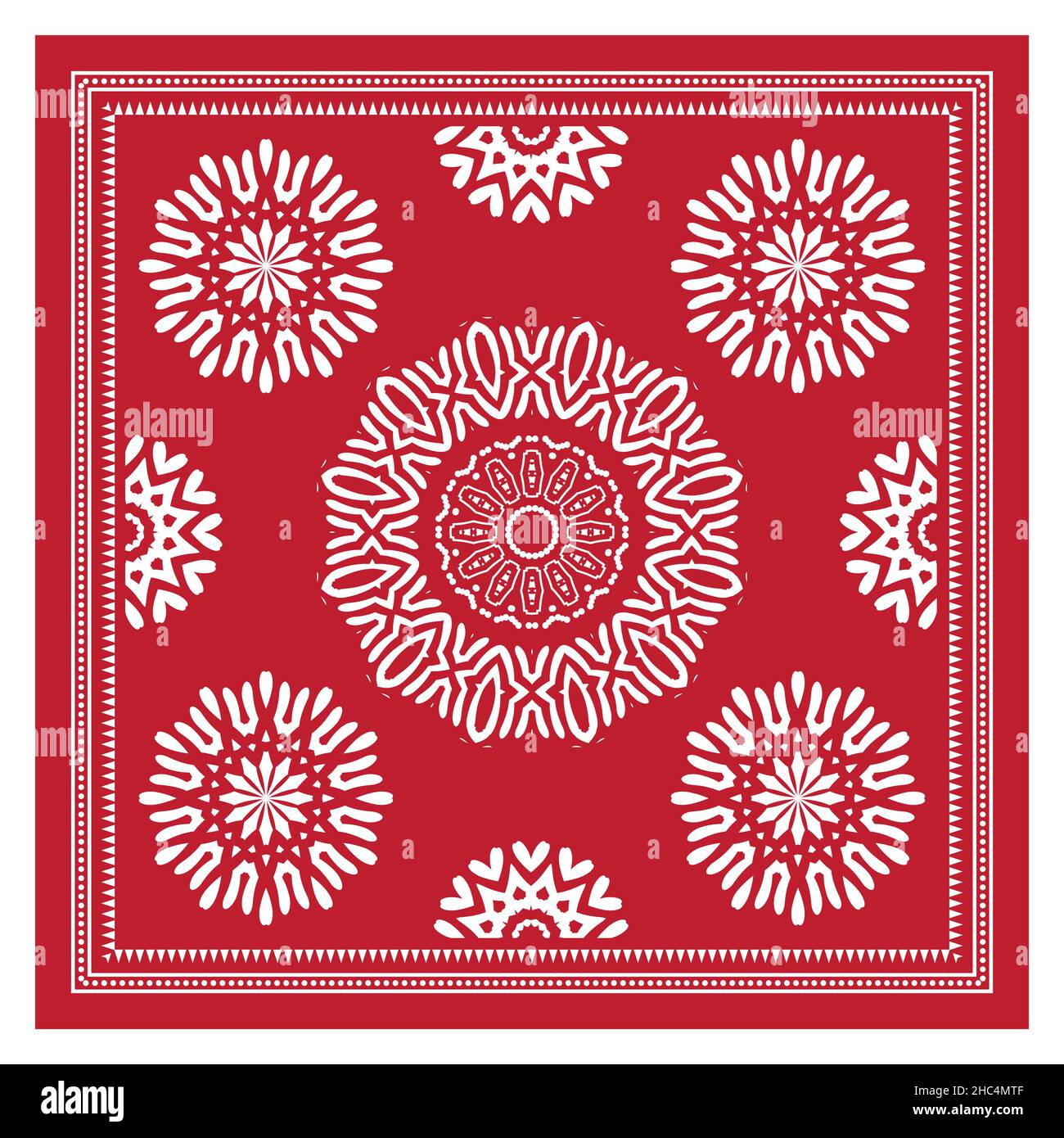 Bandana Shawl, Tablecloth Fabric Print, Silk Neck Scarf, Kerchief Design, Ornament Paisley, Square Pattern Stock Vector