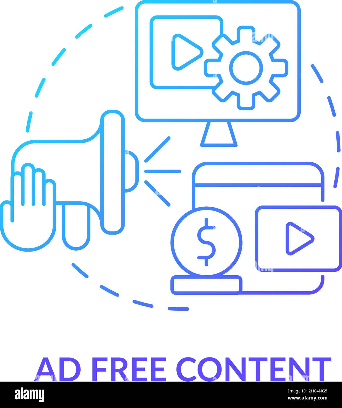 Ad free content blue gradient concept icon Stock Vector Image & Art - Alamy