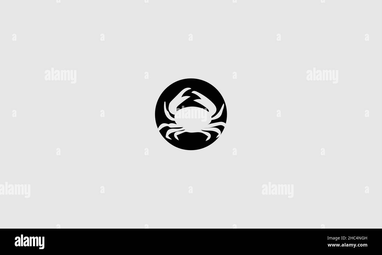 Vector minimalistic negative space Crab in a circle Icon. Stock Vector