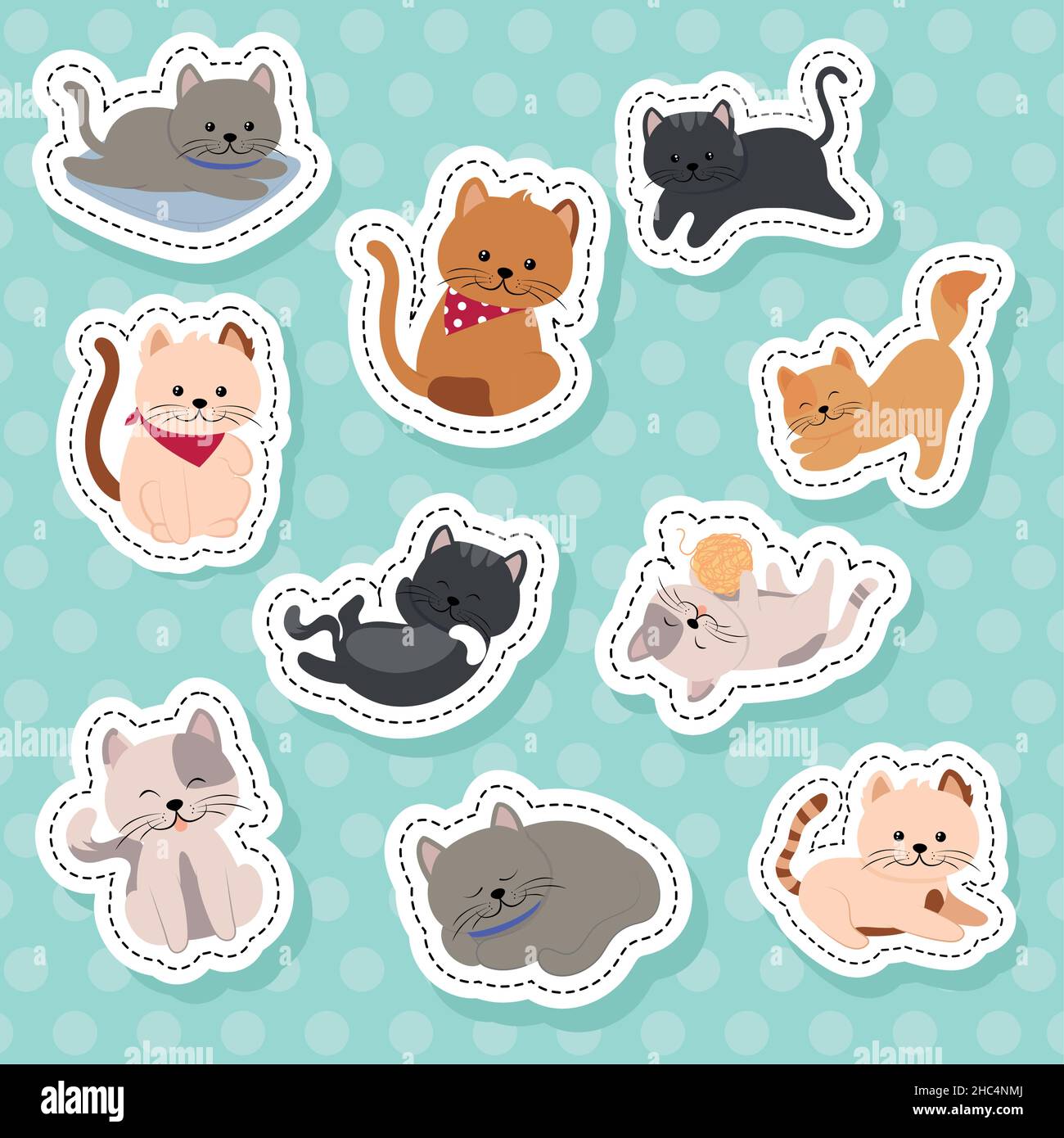 set stickers cats Stock Vector Image & Art - Alamy