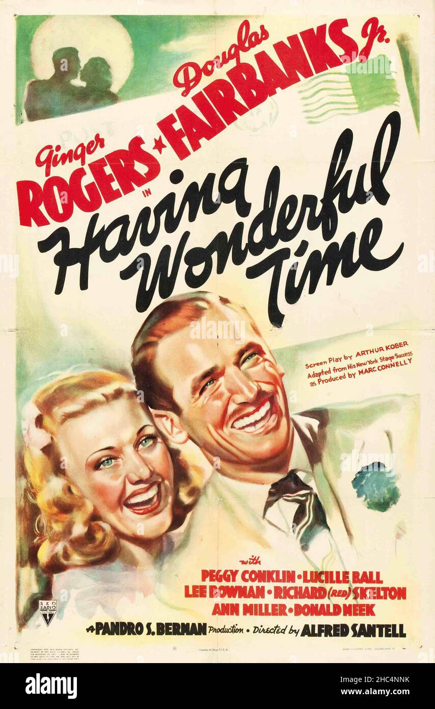 GINGER ROGERS and DOUGLAS FAIRBANKS JR. in HAVING WONDERFUL TIME (1938), directed by ALFRED