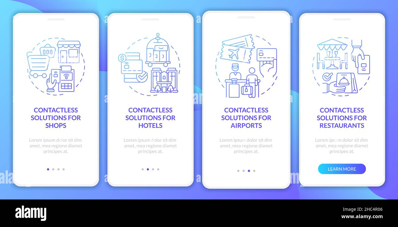 Cashless solution blue gradient onboarding mobile app screen Stock ...