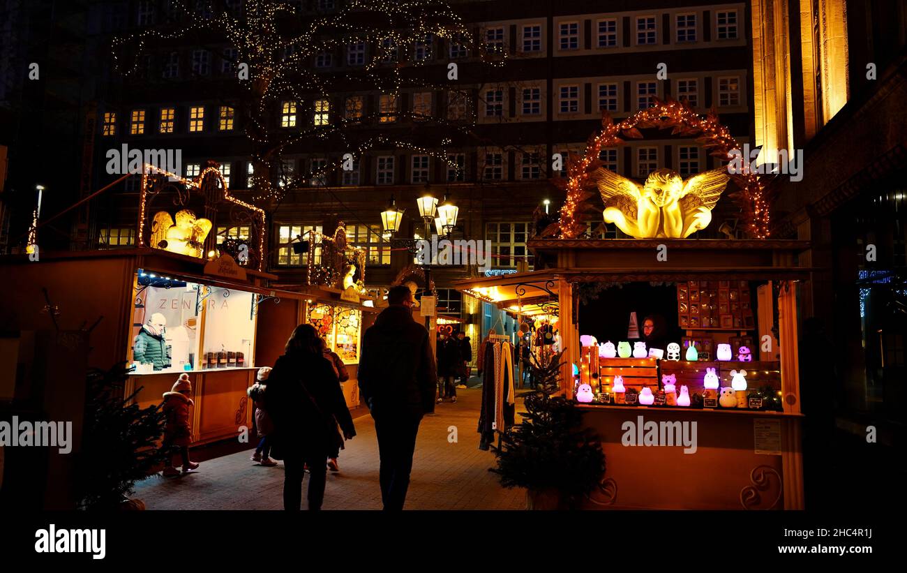 'Engelchen-Markt' Christmas market in Düsseldorf, Germany. Stock Photo