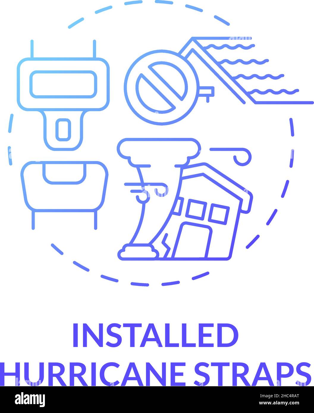 Installed hurricane straps blue gradient concept icon Stock Vector