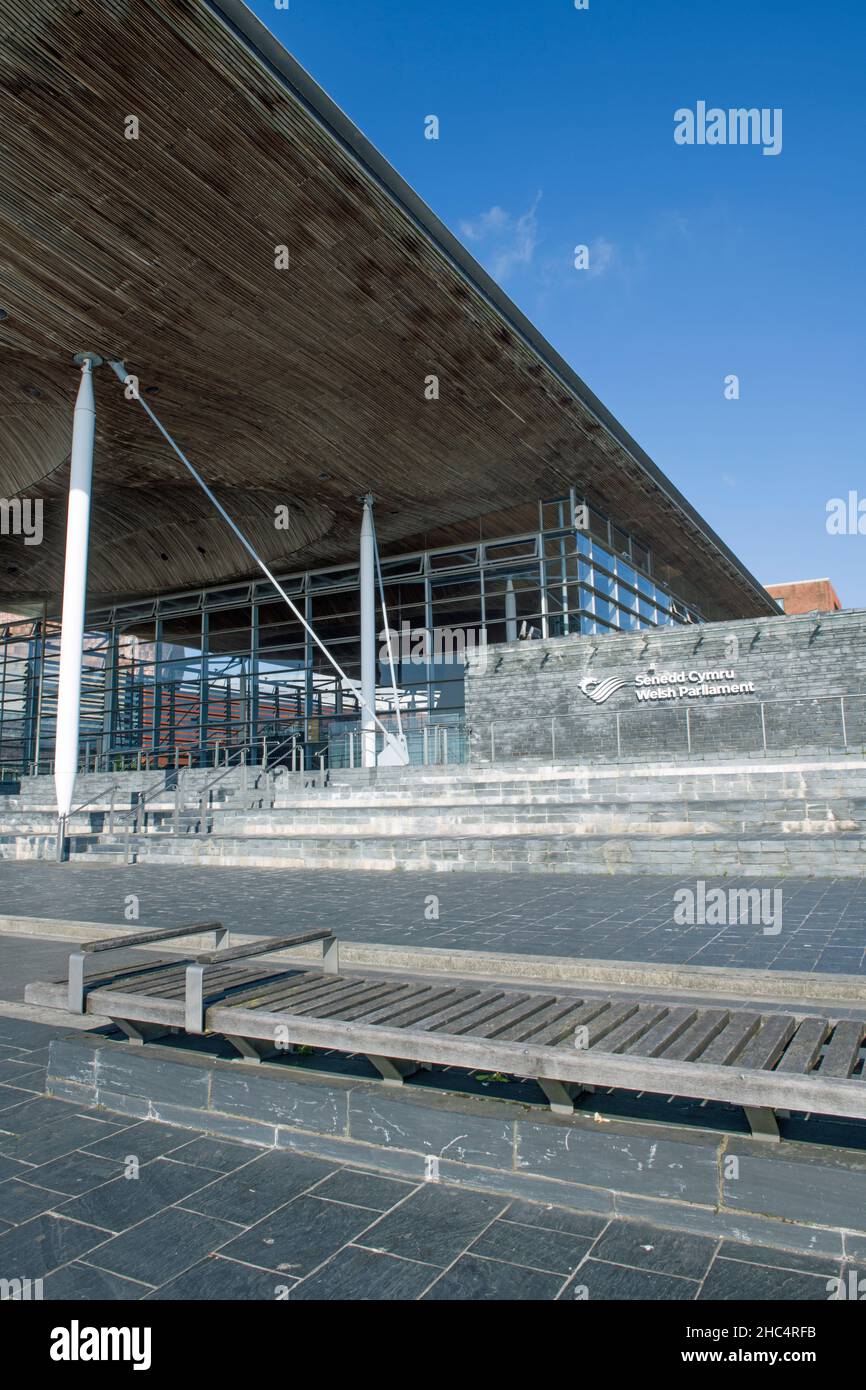Thw Senedd Building of the Welsh Assembly in Cardiff Bay south Wales Stock Photo