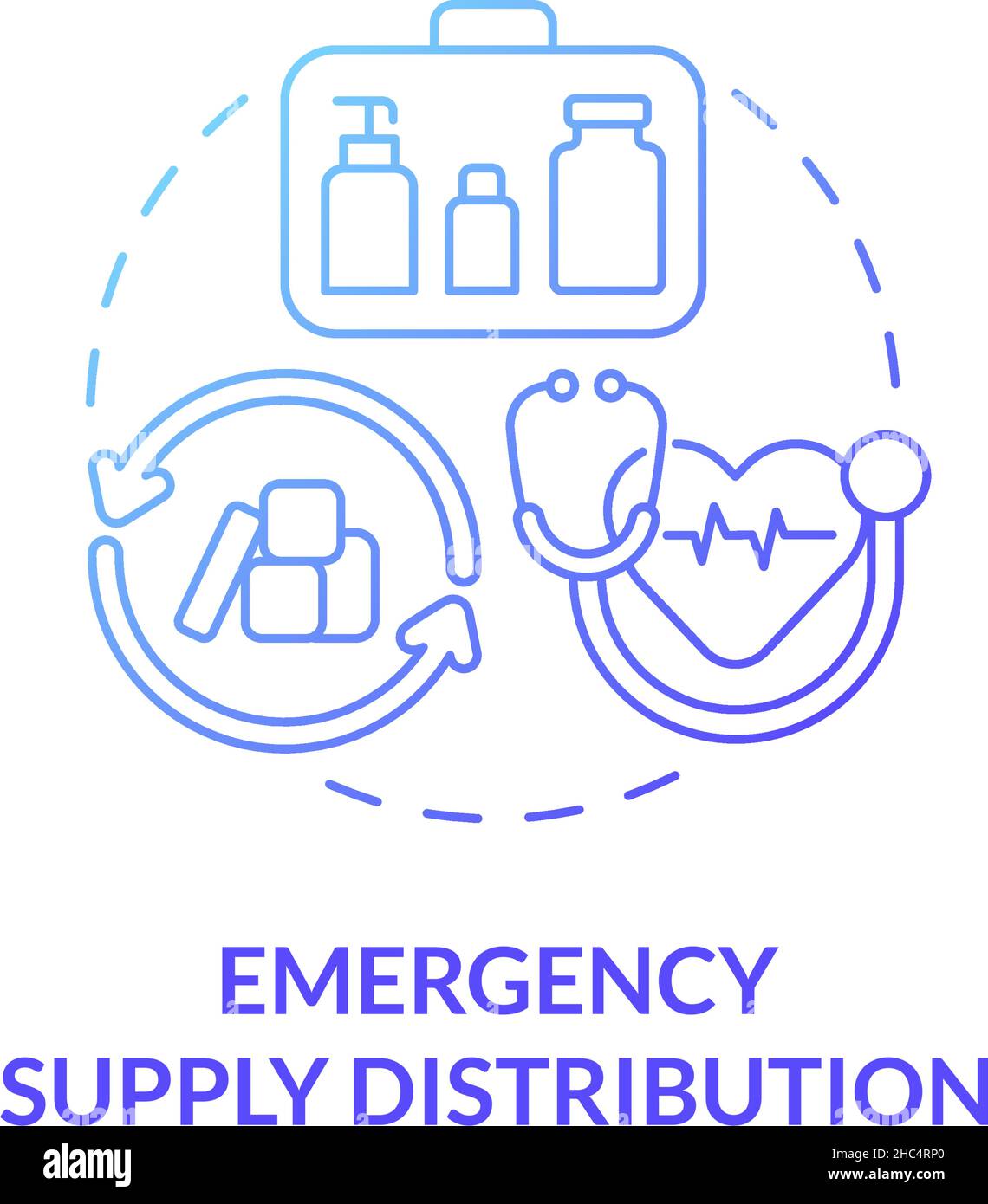 Emergency supply distribution blue gradient concept icon Stock Vector