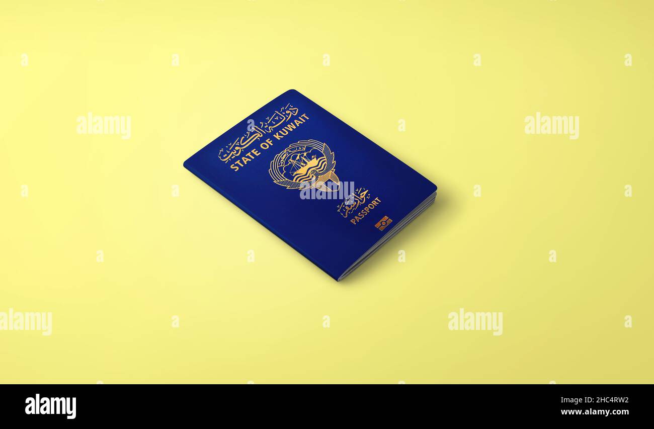 Kuwaiti passport ,passport document issued to citizens of Kuwait for international travel Stock