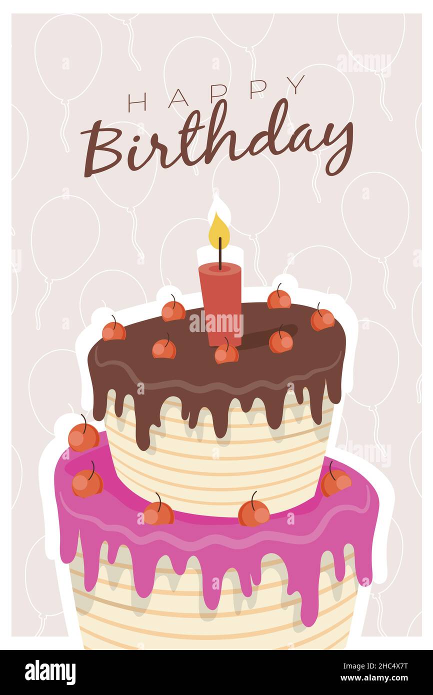 happy birthday greeting cards with cake Images High... happy birthday card with cake Stock Vector Image & Art - Alamy