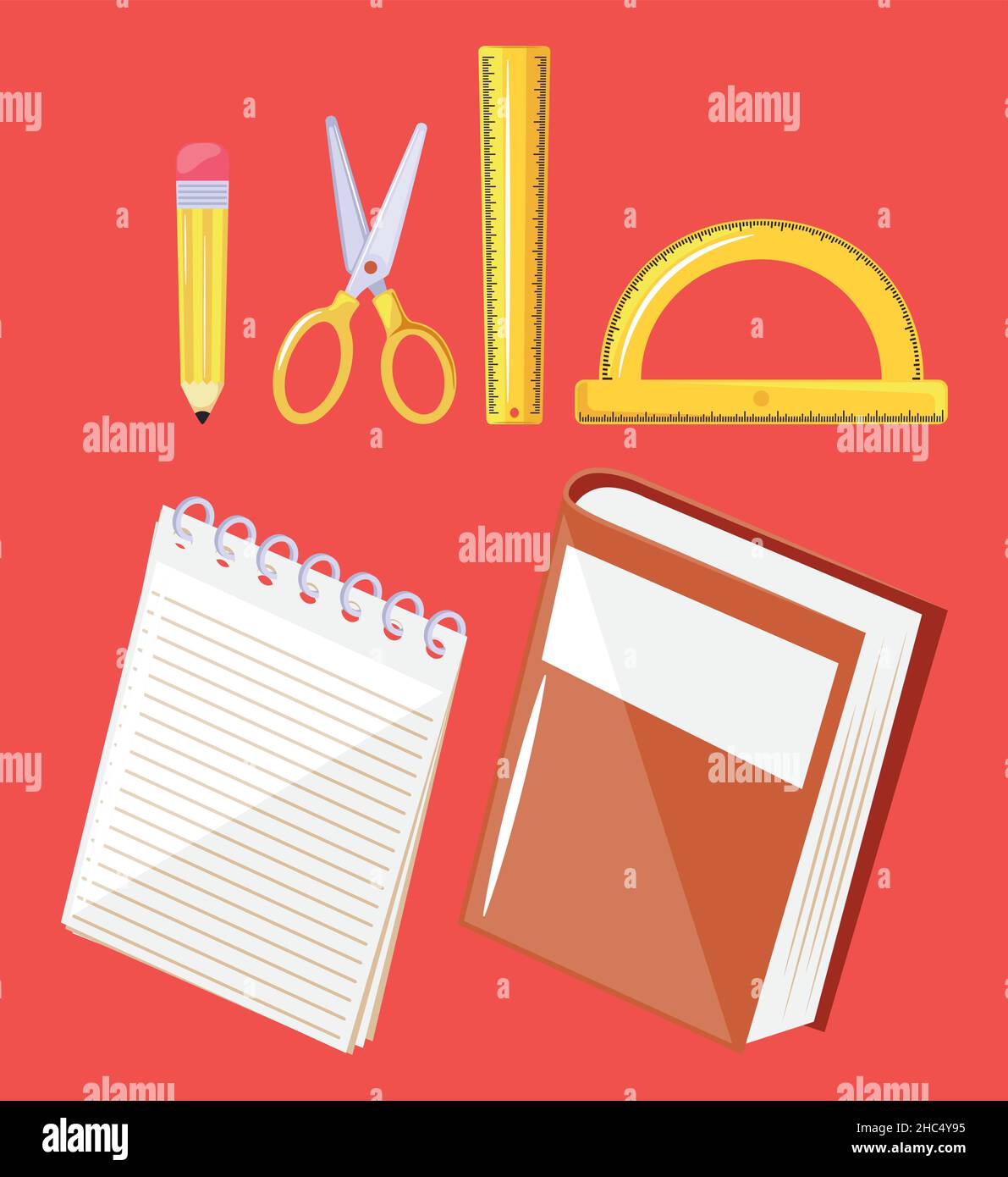 six school supplies set icons Stock Vector Image & Art - Alamy