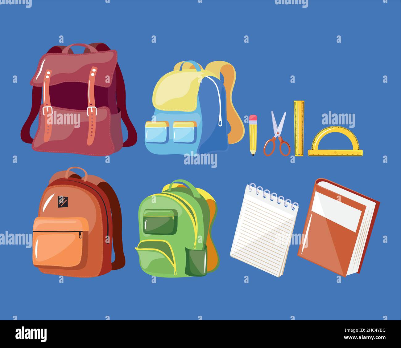 ten school supplies set icons Stock Vector Image & Art - Alamy