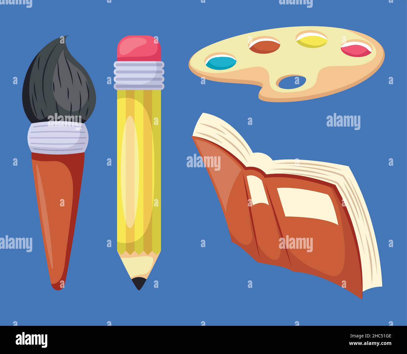 four school supplies set icons Stock Vector Image & Art - Alamy