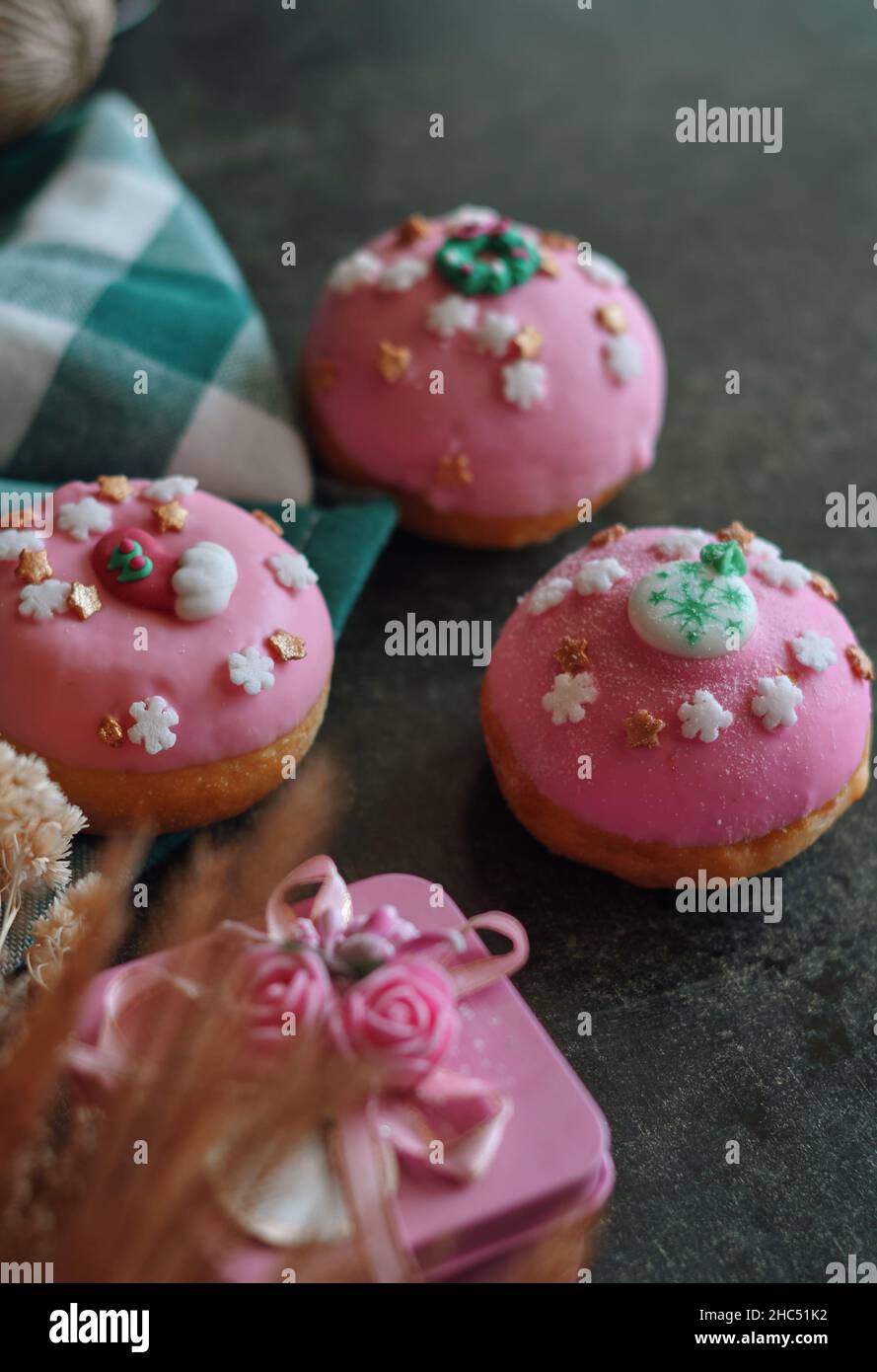 The glazed buns on the table Stock Photo