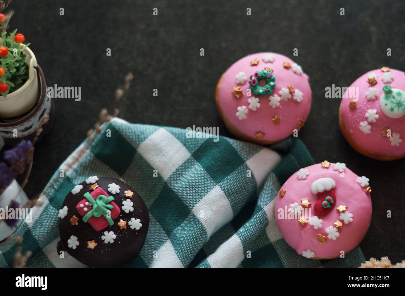 The glazed buns on the table Stock Photo