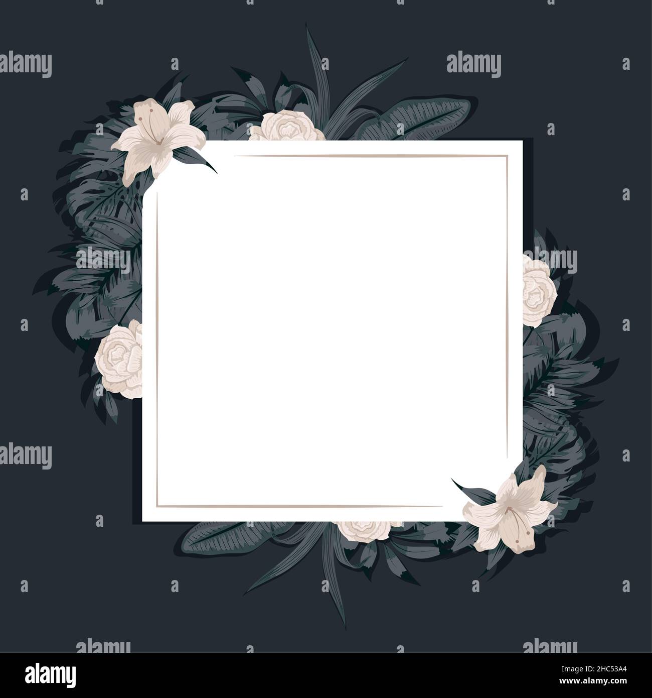 flowers and leafs square frame Stock Vector Image & Art - Alamy