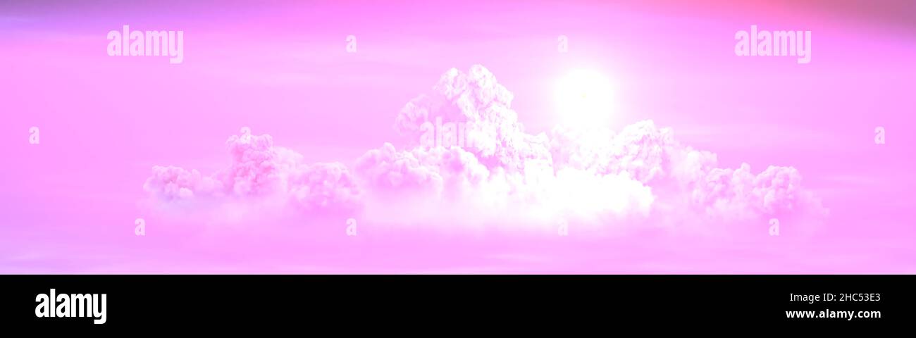 panoramic clouds sunset with sun rays - nature 3D rendering Stock Photo ...