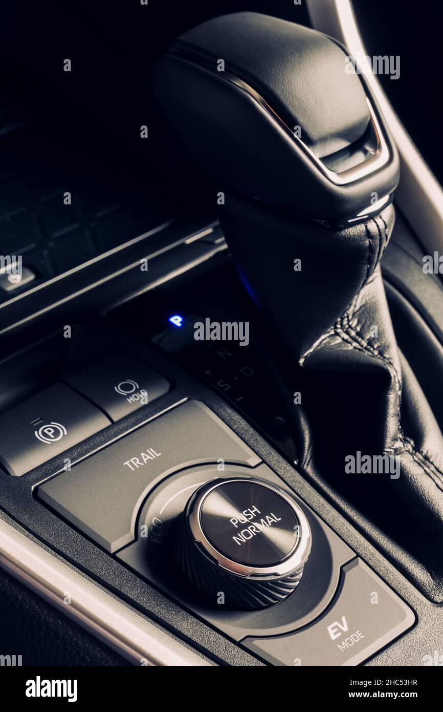 car automatic gear shift lever Stock Photo