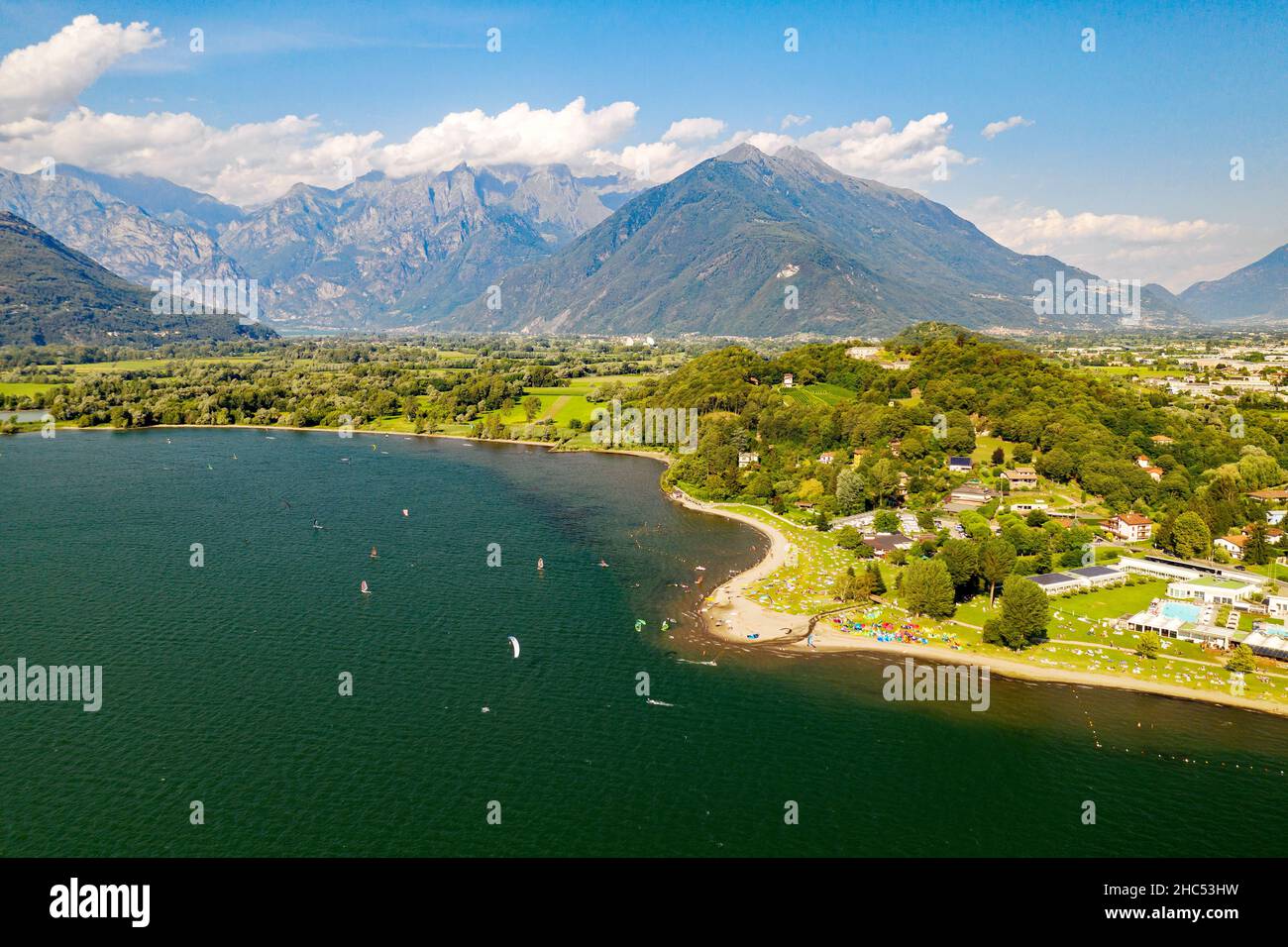 Lake Como (IT), Lido di Colico, aerial view Stock Photo