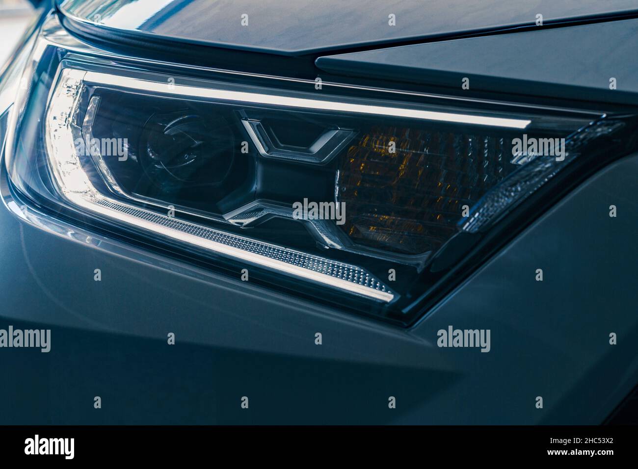 detail of car headlight with led Stock Photo
