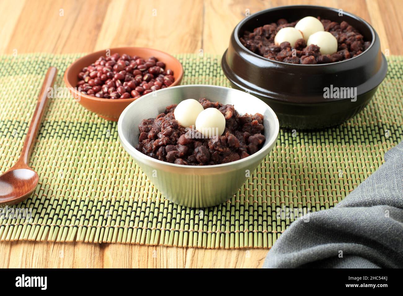 Patjuk, Korean Traditional Red Bean Porridge Stock Photo