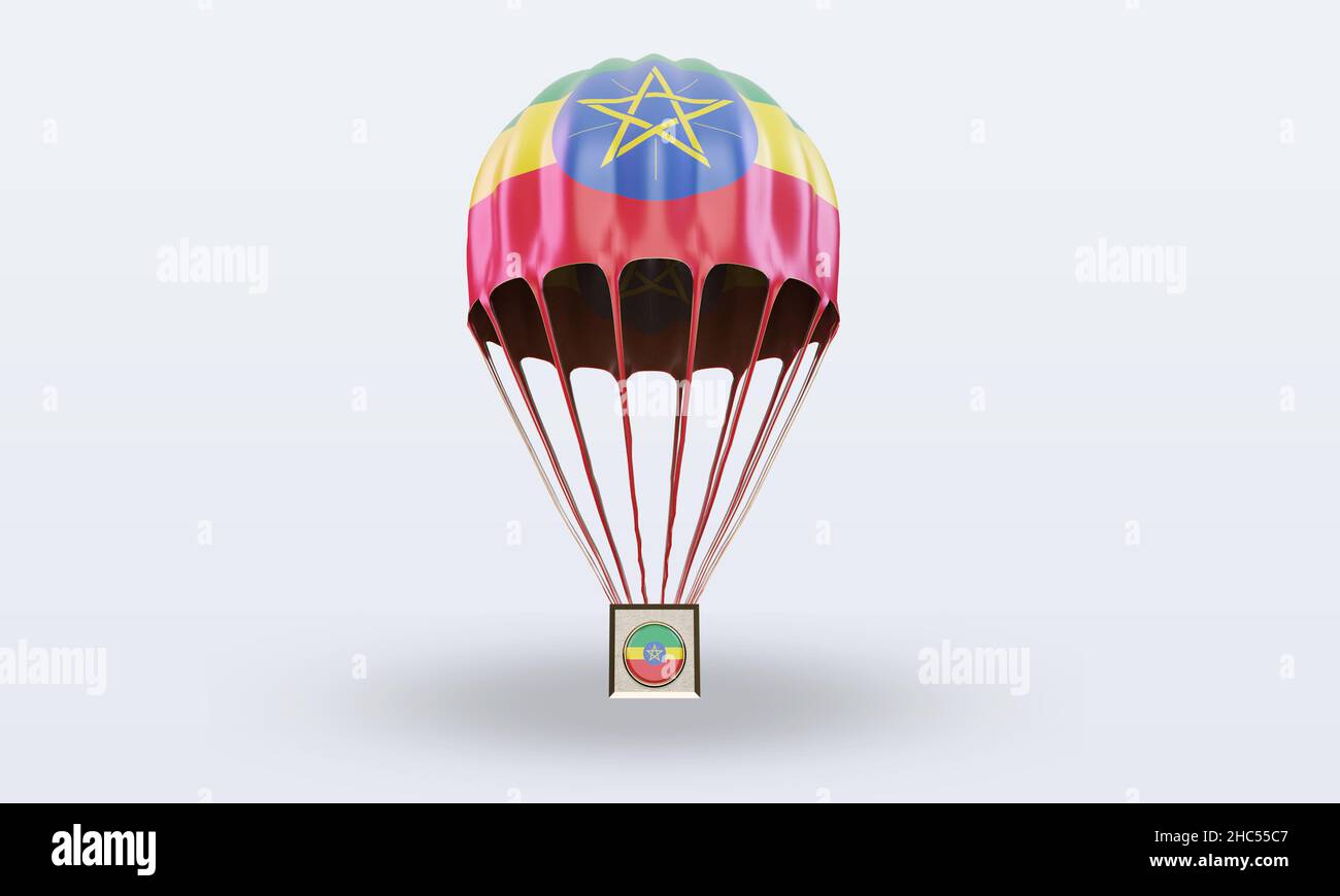 3d parachute Ethiopia flag rendering front view Stock Photo