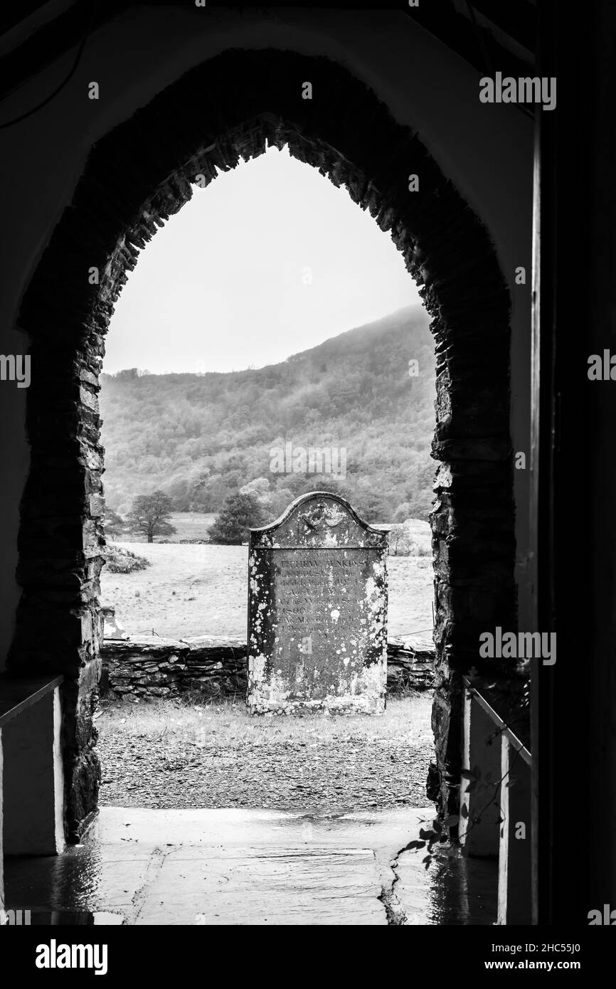 Gravestone within the graveyard of St John's church, Ulpha, Cumbria Stock Photo