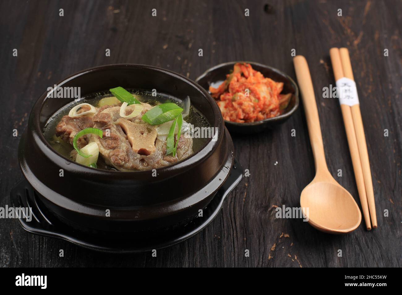 Gori Gomtang, korean Oxtail Soup  on Ttukbaegi Stock Photo