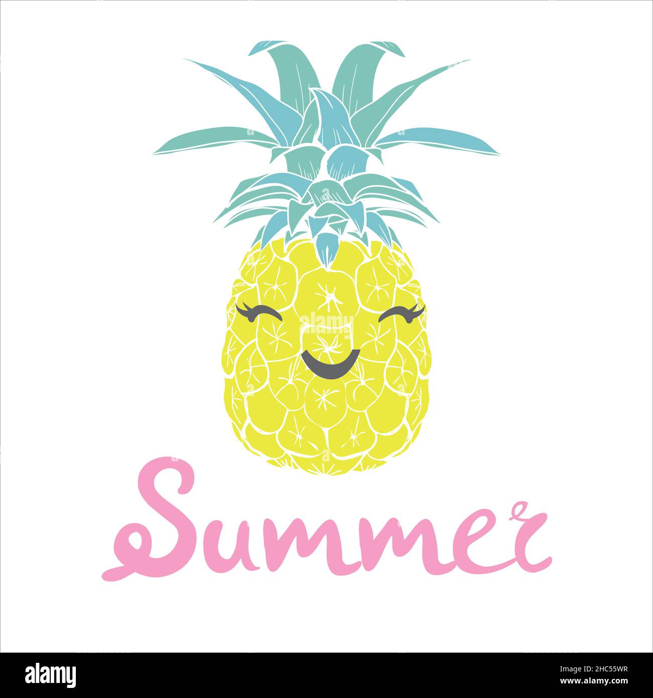 pineapple with glasses tropical, vector, illustration, design, exotic, food, fruit Stock Vector
