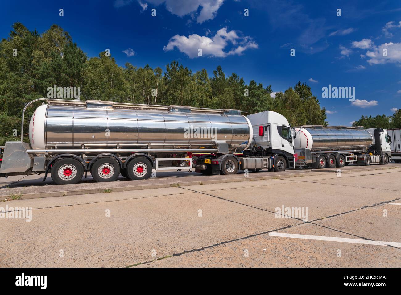 Tankers - trucks for the transport of liquid foodstuffs Stock Photo - Alamy