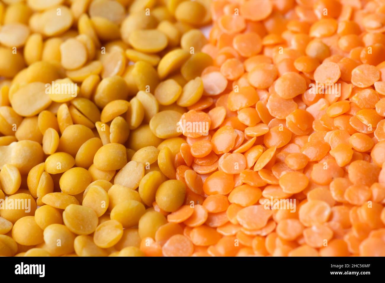 pegion pea and lentil pulses in full frame. Used selective focus. Stock Photo