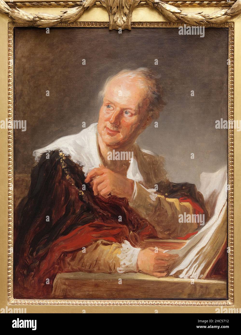 Portrait de Denis Diderot (1713-1784), ecrivain, philosophe, encyclopediste francais, peinture de Jean Honore Fragonard (1732-1806), montrant Diderot Stock Photo