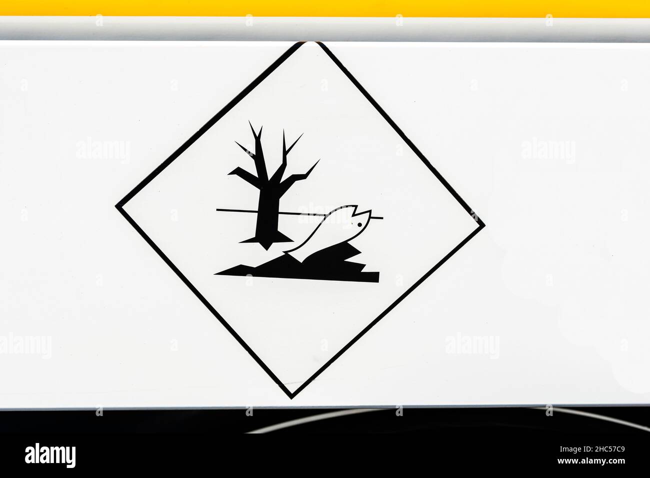 Signs for the dangerous goods classes , here for environmentally hazardous Stock Photo