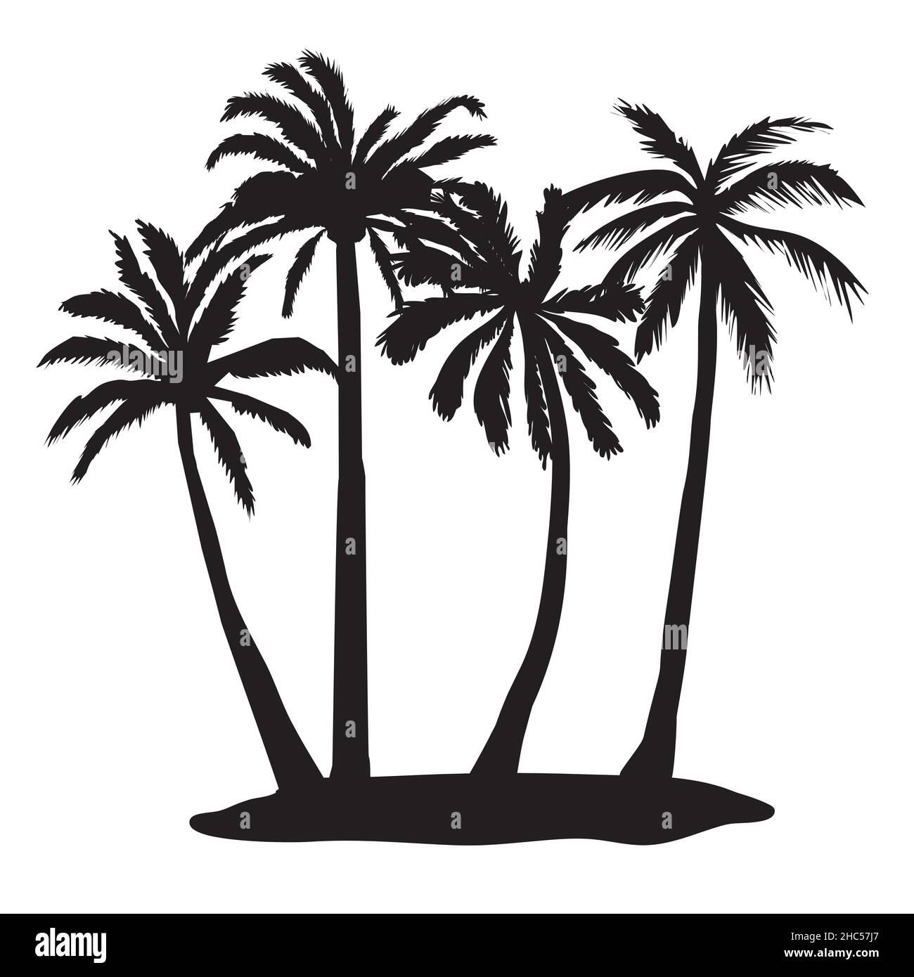 Black vector palm tree silhouette icon isolated Stock Vector Image ...