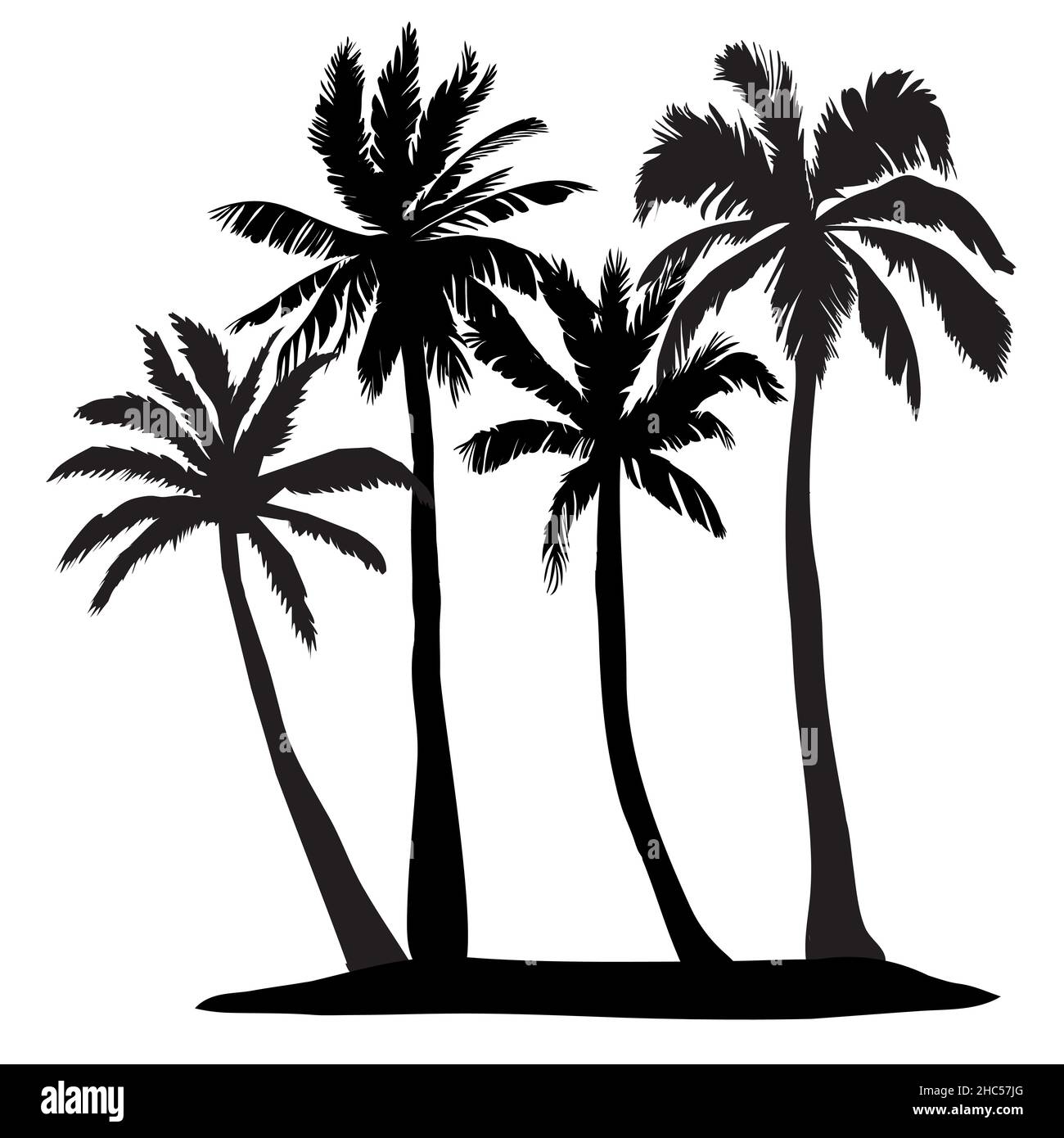Black vector palm tree silhouette icon isolated Stock Vector Image ...
