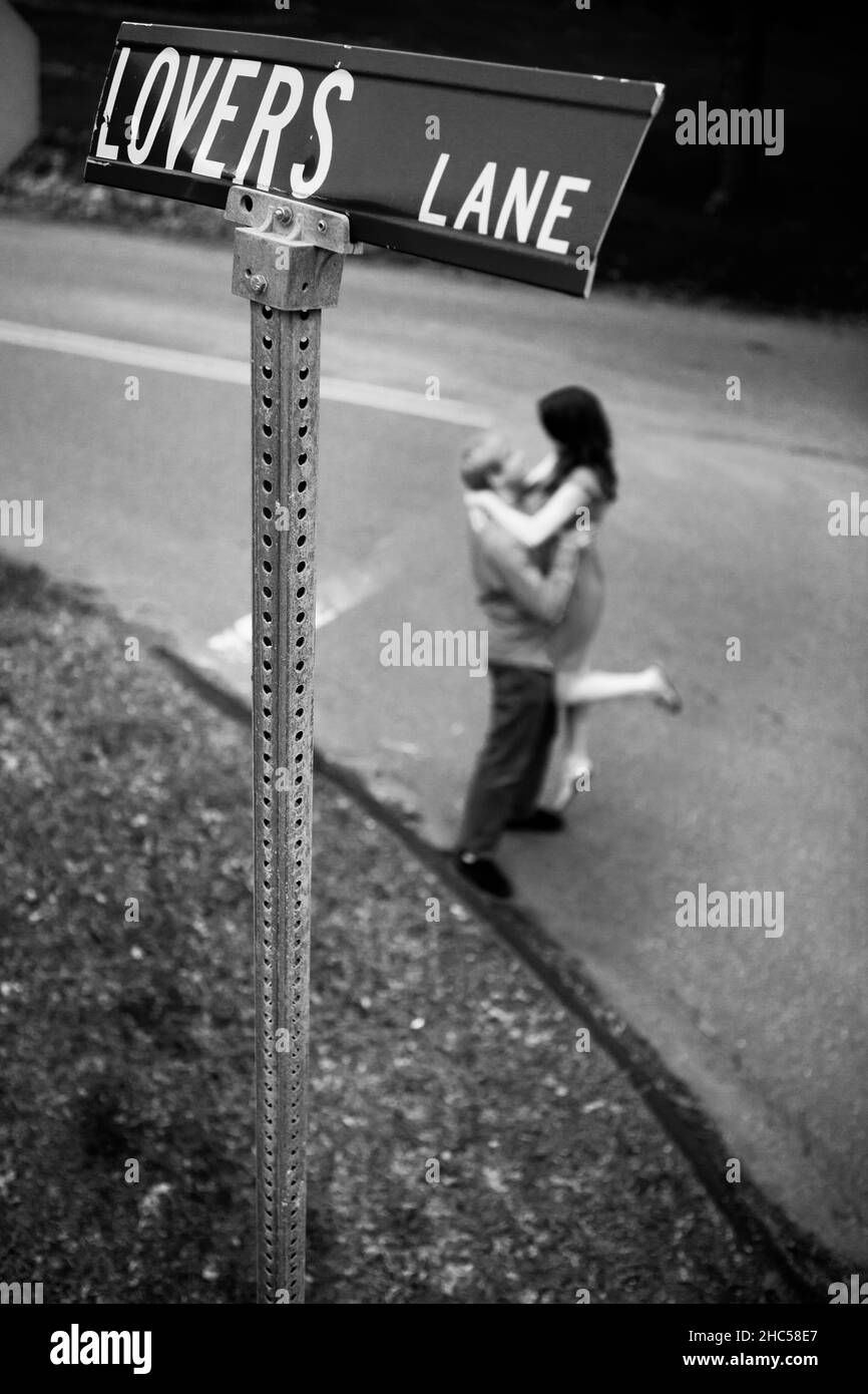 Lovers lane sign Black and White Stock Photos & Images Alamy