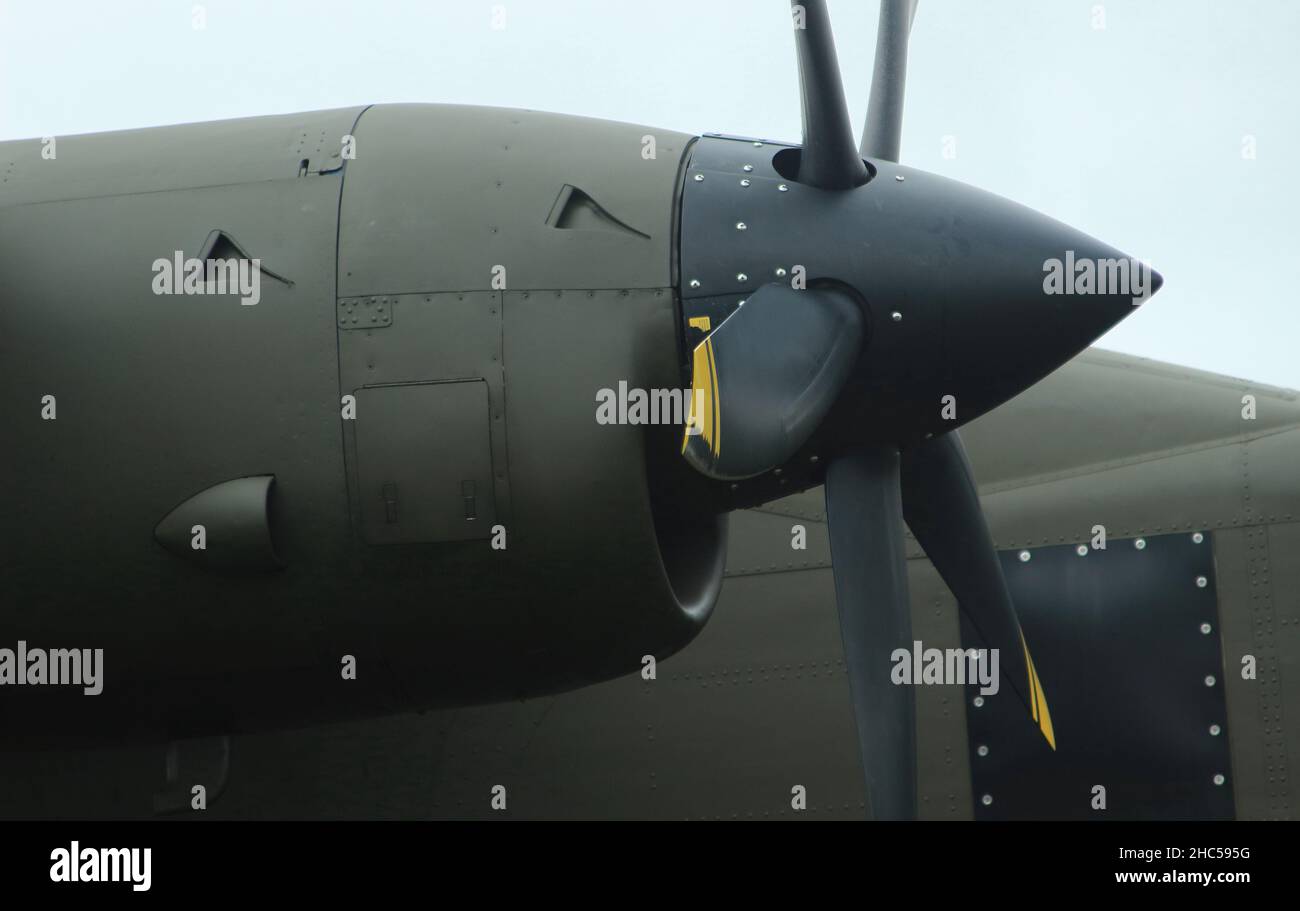army plane, motor with propeller Stock Photo Alamy