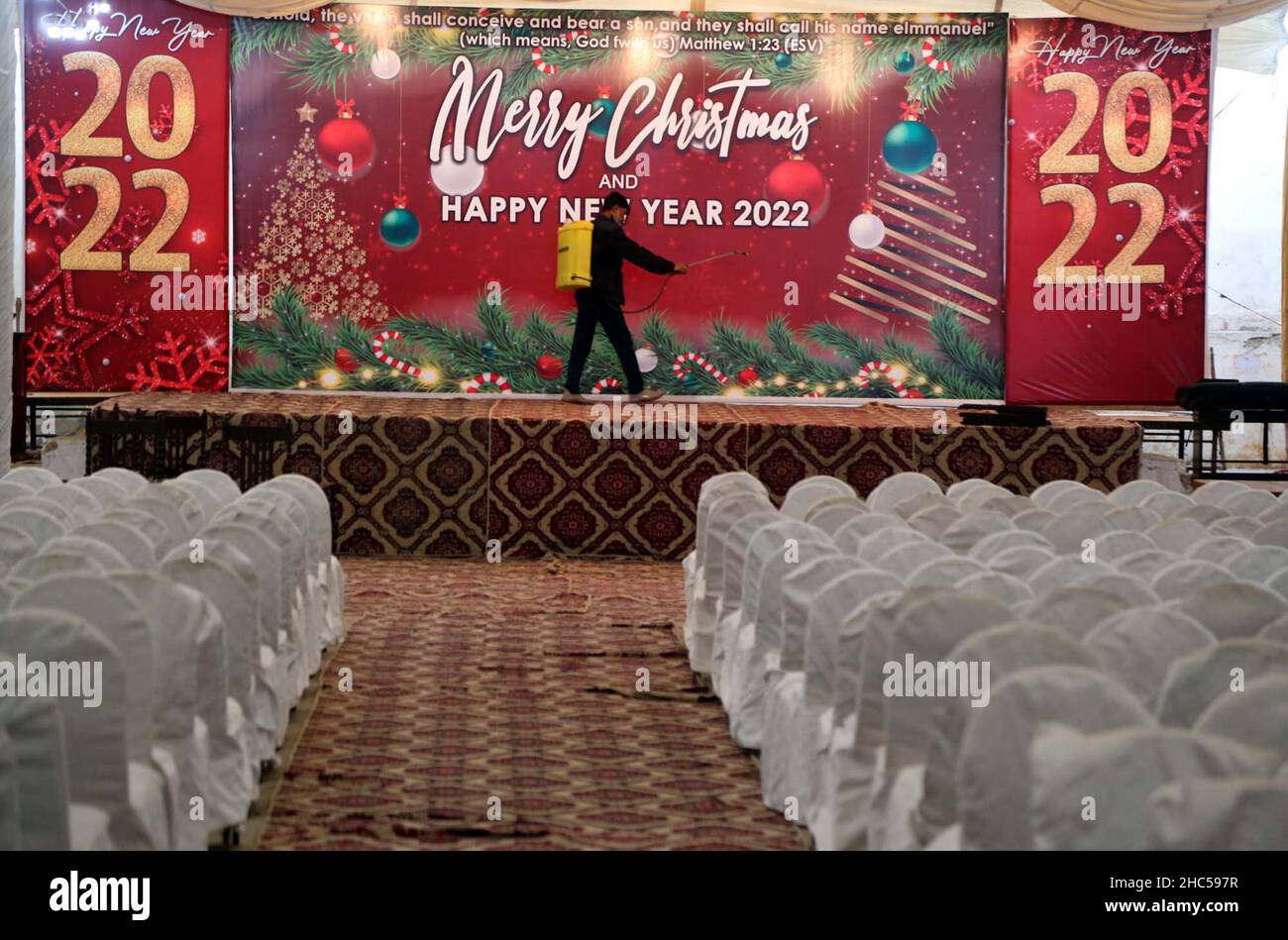 Central Church Christmas 2022 Health Worker Spraying Chemical Water At All The Areas Of Central Brooks  Memorial Church For Disinfecting As A Preventive Measure Against The  Coronavirus (Covid- 19) In Connection Of Christmas Day Celebration Coming