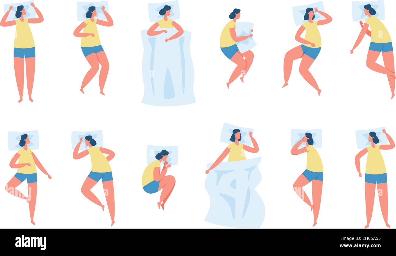 https://c8.alamy.com/comp/2HC5A55/woman-sleeping-poses-character-lying-in-bed-in-various-sleep-positions-tired-girl-sleep-under-blanket-resting-head-on-pillow-vector-set-female-character-in-nightwear-relaxing-at-bedtime-2HC5A55.jpg