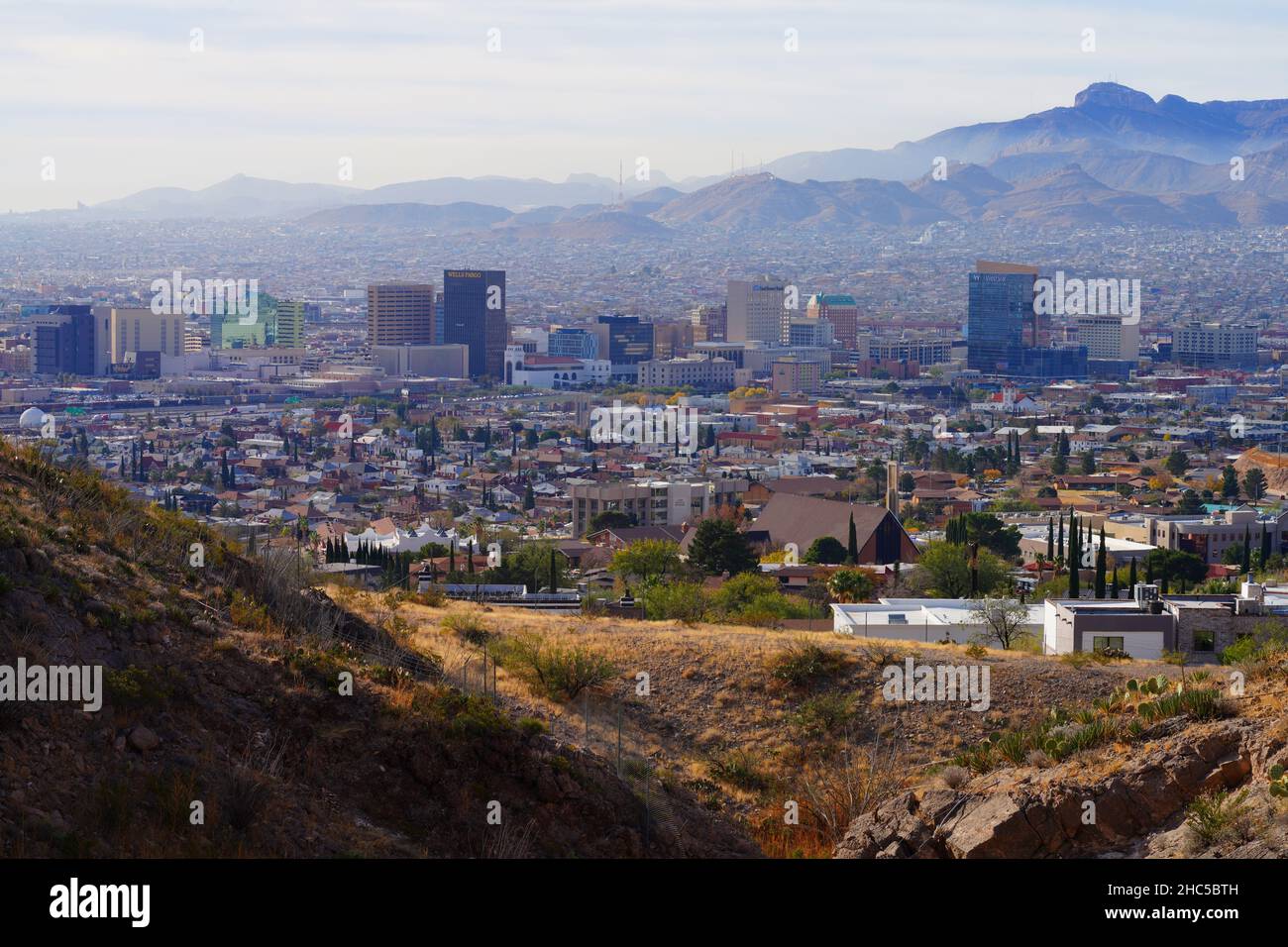 EL PASO, TX 15 DEC 2021 Landscape view of the downtown El Paso