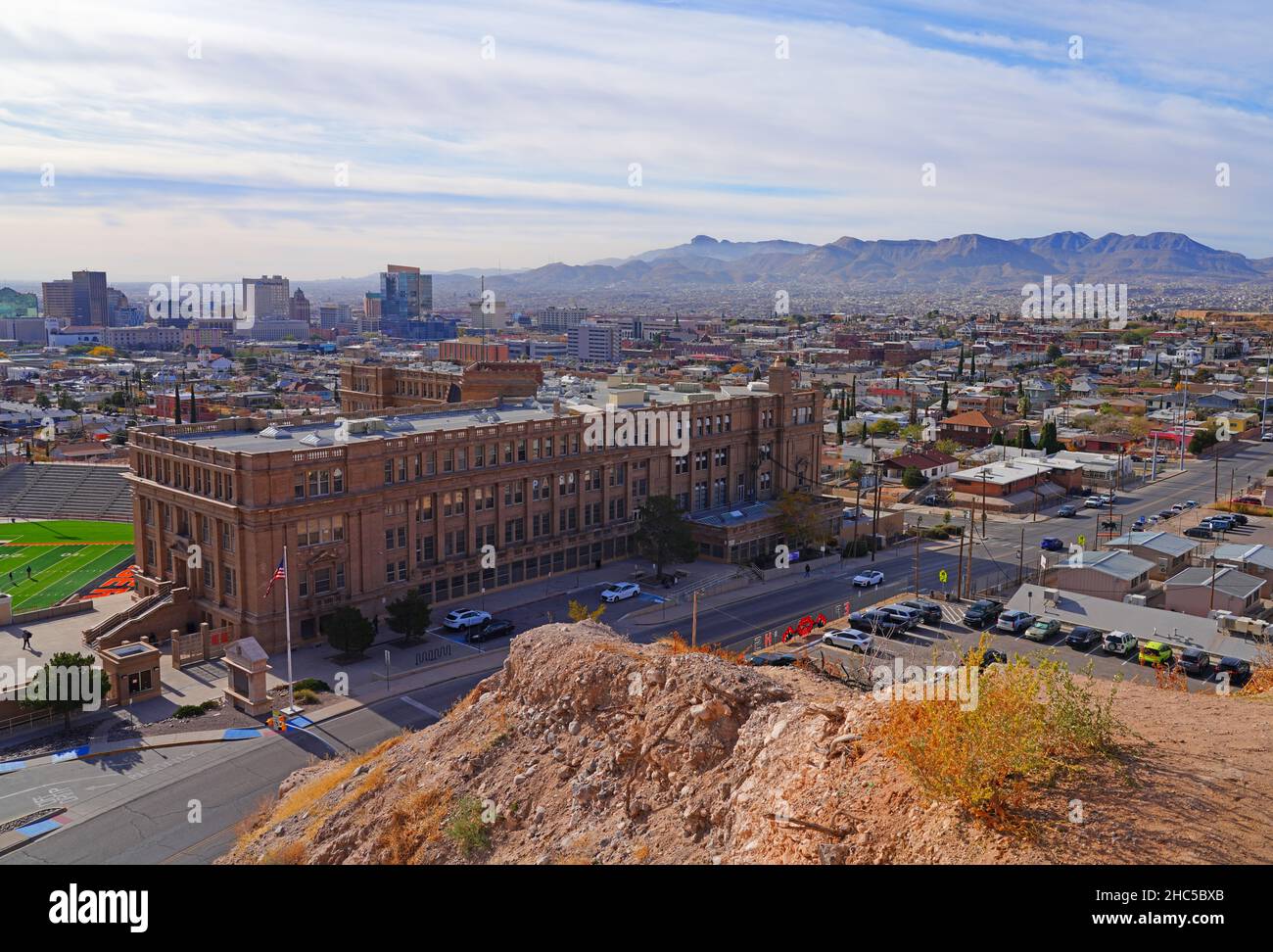 EL PASO, TX 15 DEC 2021 Landscape view of the downtown El Paso
