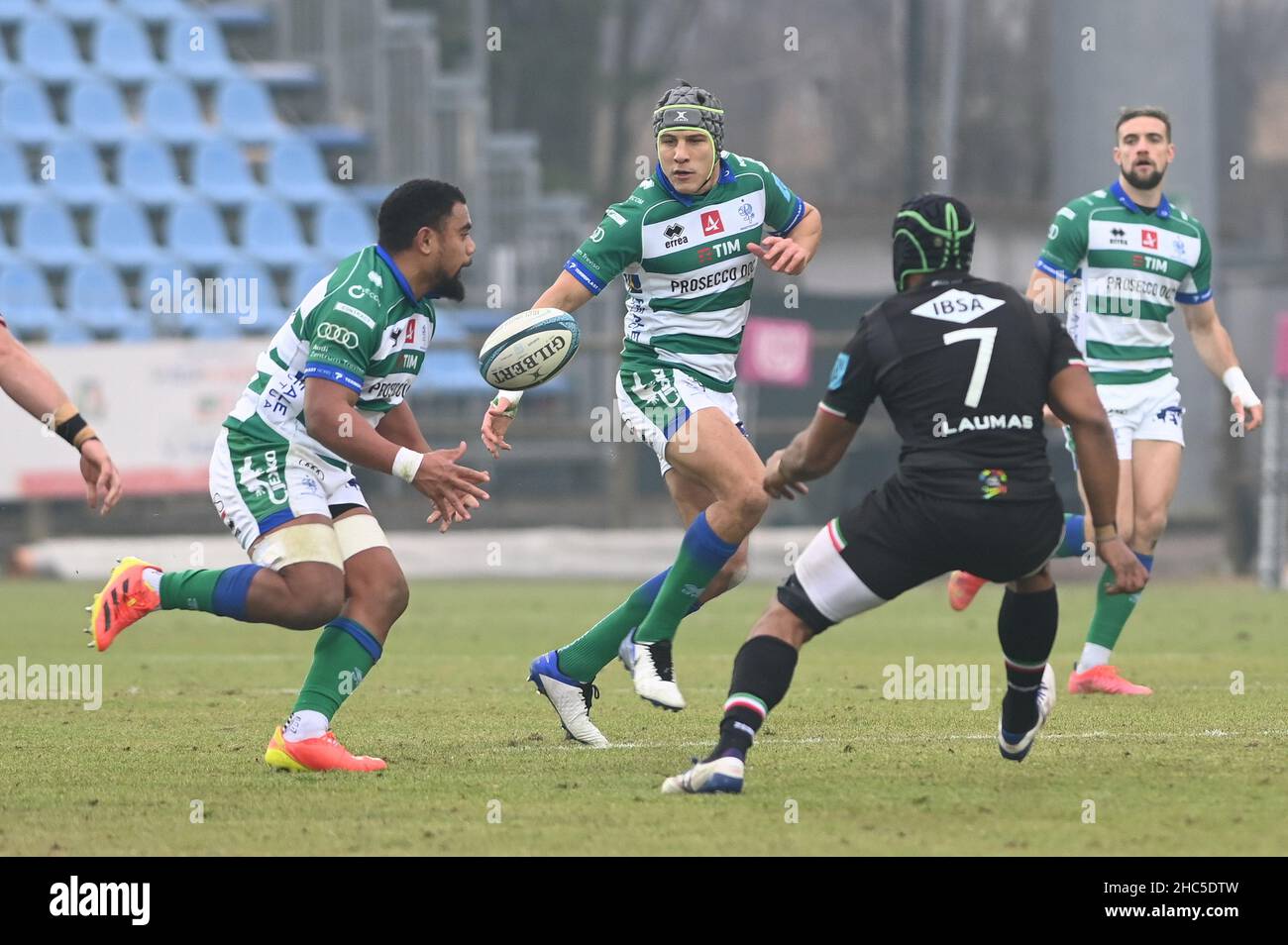 Parma, Italy. 24th Dec, 2021. Monty Ioane and Ignacio Brex (Benetton) during Zebre Rugby Club vs Benetton Rugby, United Rugby Championship match in Parma, Italy, December 24 2021 Credit: Independent Photo Agency/Alamy Live News Stock Photo