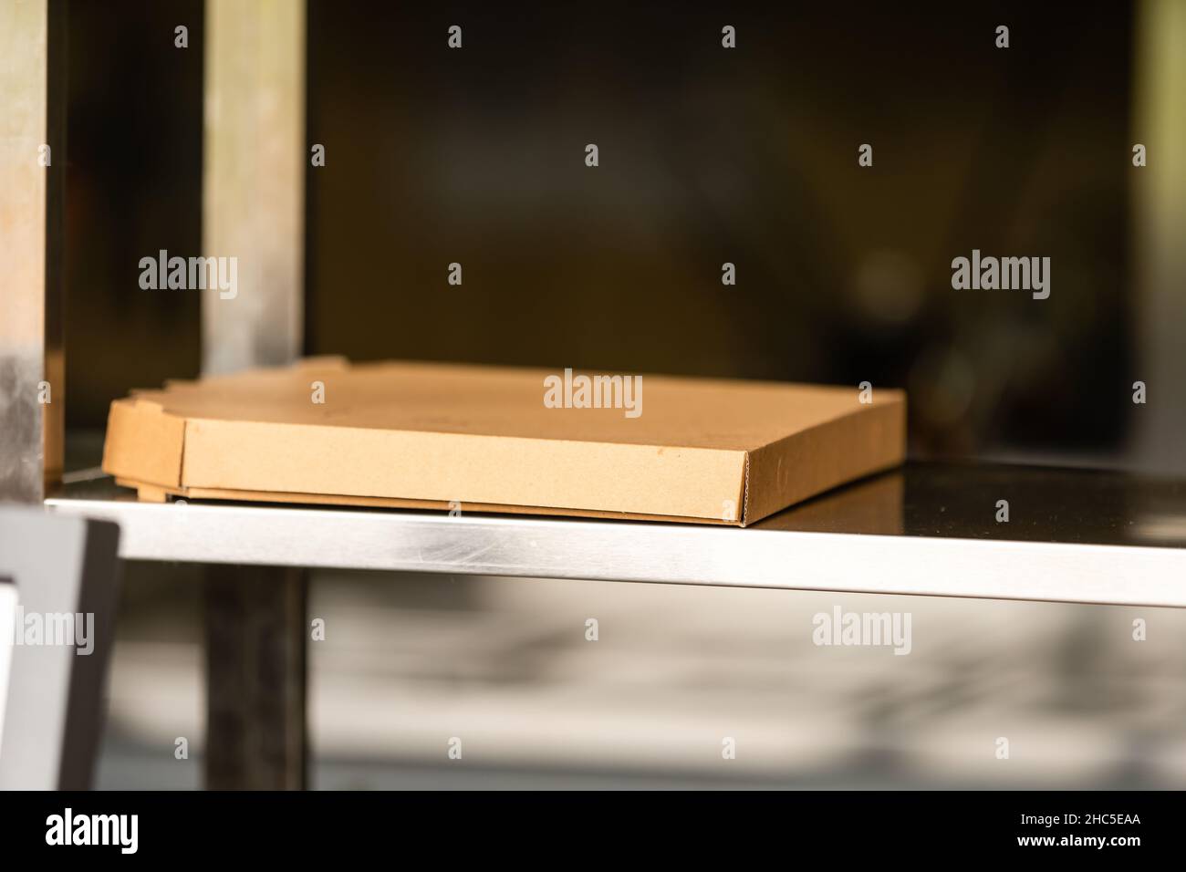 Blank brown cardboard Pizza paper. Packaging template mockup Stock Photo