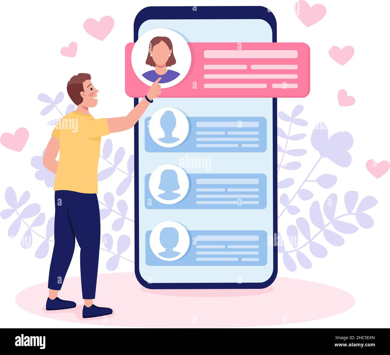 Looking for love online flat concept vector illustration Stock Vector