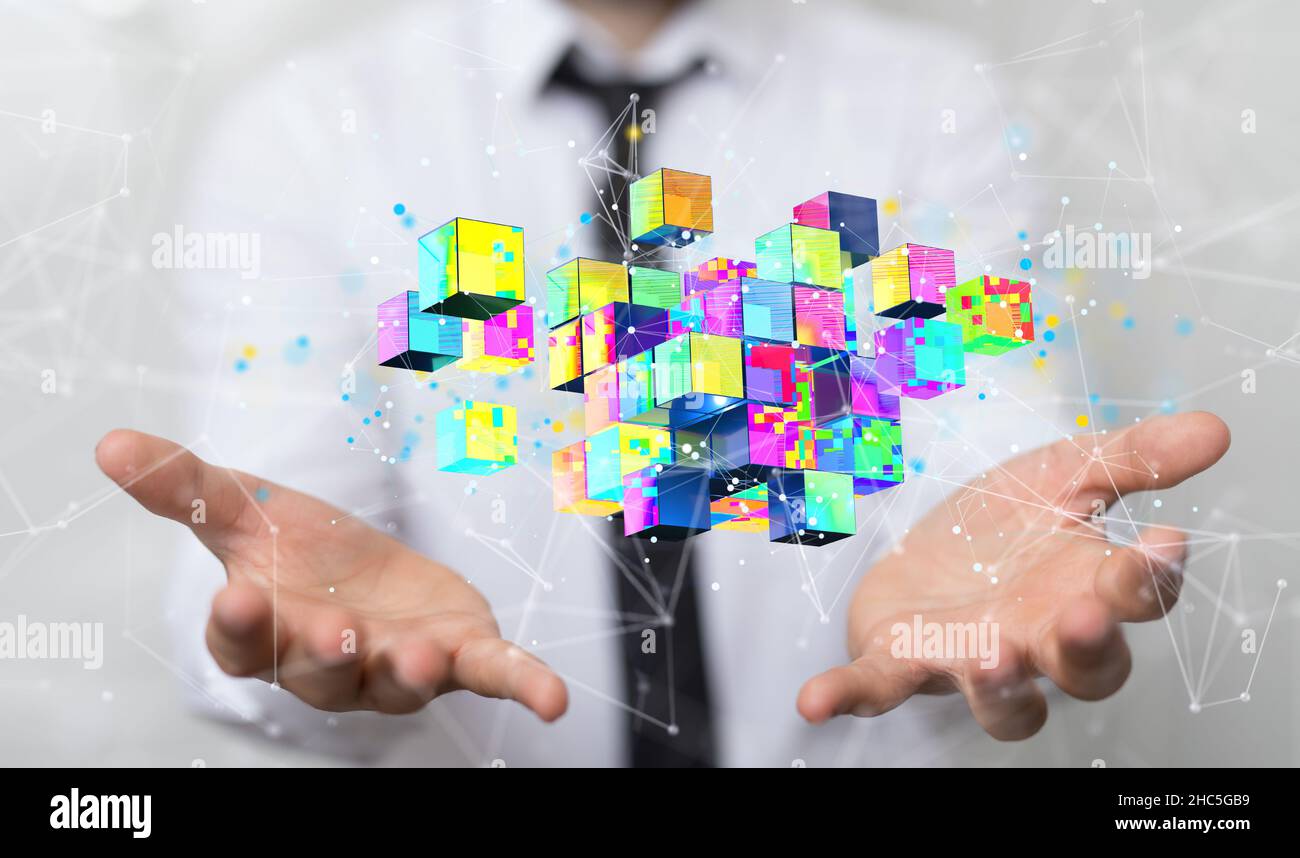 Artificial Intelligence Cloud technology. Integrated digital web concept background Stock Photo
