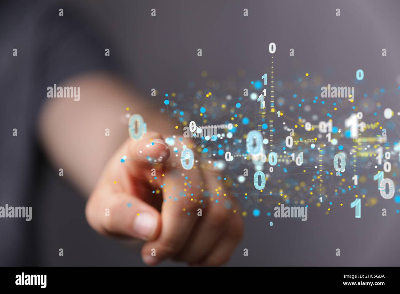 3D render of binary numbers with a human from the background Stock ...